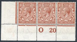 1912 1½d Bright Orange Brown Control 020(p) Corner Marginal M, Strip Of Three, Spec N18 (16). RPS Cert (1974) Cat. £180+ - Otros & Sin Clasificación