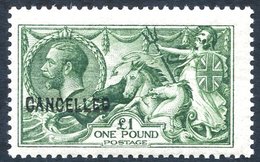 1913 Waterlow £1 Green Optd. CANCELLED Type 24, A Colour Trial On Joynson Paper, Fresh UM Example With Wonderful Colour, - Sonstige & Ohne Zuordnung