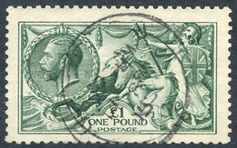 1913 Waterlow £1 Dull Blue Green VFU, Centred Slightly Low, SG. 404 - Otros & Sin Clasificación