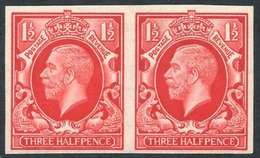 1934 Photogravure 1½d Colour Trial In Scarlet Horizontal UM Pair, Imperforate Wmk Block Cypher. Cat. £320++ (2) - Otros & Sin Clasificación