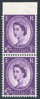 1958 Wmk. Multiple Crowns 3d Deep Lilac Variety IMPERFORATE BETWEEN STAMP & TOP MARGIN UM, Vertical Pair, Spec S70c, SG. - Other & Unclassified