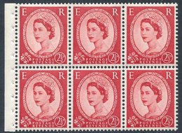 1959 2½d Carmine Red With Graphite Issues (SG.591) With Excellent Perfs UM, Booklet Pane Of Six, Wmk Inverted UM Spec SB - Other & Unclassified