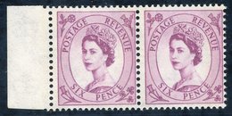 1961 Multi Crowns Phosphor (blue) 6d Deep Claret Bands Applied Letterpress, UM Left Side Marginal Horizontal Pair. Spec  - Andere & Zonder Classificatie