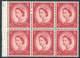 1962 Multiple Crowns Phosphor 2½d Carmine Red Left Band UM Booklet Pane Of Six, Wmk Inverted With Good Perfs, Spec. SB88 - Other & Unclassified