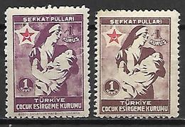 TURQUIE     -    Bienfaisance   -   1946 .   Y&T N° 101 * .  Nuances - Timbres De Bienfaisance