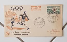 FRANCE Athletisme, Yvert N° 961 FDC, Enveloppe 1 Er Jour. ENVELOPPE OFFICIELLE 1953 - Athlétisme