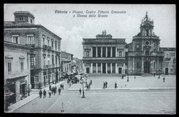 VITTORIA - RAGUSA - INIZI 900 - PIAZZA, TEATRO VITTORIO EMANUELE E CHIESA DELLE GRAZIE - Ragusa