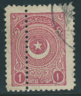 TÜRKEI 1924 Stern Und Halbmond Im Kreis, 1 Pia Rotbraunlila, Gest. Kab.-ABART - Used Stamps