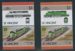 ST.VINCENT 1986 Lokomotiven $3 Postfr. ZD ABART: MISSING COLOUR - St.Vincent (1979-...)