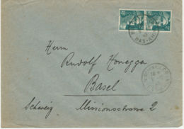 FRANKREICH 1945, Marianne 2 Fr (2x) Mef A. Pra.-Brief BISCHWILLER / BAS-RHIN - 1921-1960: Moderne