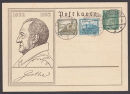 P 213, Mit Zusatzfrankatur W41, Blanko "Ravensburg", 12.7.33 - Postcards