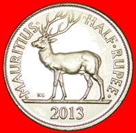 + STAG (1987-2016): MAURITIUS ★ 1/2 RUPEE 2013 MINT LUSTER! LOW START ★ NO RESERVE! - Mauricio