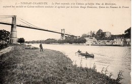 Cpa Tonnay Charente,le Pont Suspendu Et Le Chateau,Union Des Femmes De France. - Andere & Zonder Classificatie