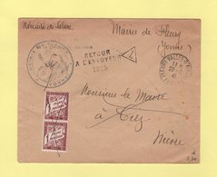 Mairie De Fleury - Yonne - 28-8-1941 - Taxe 2f - Retour A L Envoyeur - 1859-1959 Lettres & Documents