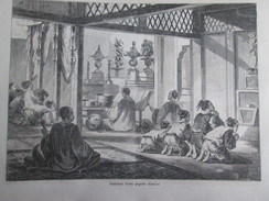 Gravure 1858   CHINE CHINA   Types Chinois   Whampoa  Intérieur D Une Pagode Habitation Chinoise - China