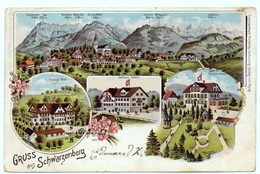 LITHO Gruss Aus Schwarzenberg (Luzern) Pension Matt Gasthaus Rössli Hotel Pension Kreuz - Schwarzenberg