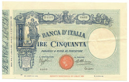 50 LIRE BARBETTI GRANDE L MATRICE LATERALE TESTINA FASCIO 17/07/1934 BB/BB+ - Regno D'Italia – Other