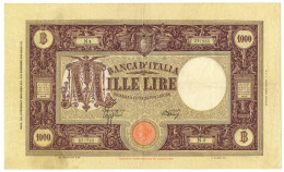 1000 LIRE BARBETTI GRANDE M TESTINA FASCIO II TIPO 06/02/1943 BB/SPL - Regno D'Italia – Autres