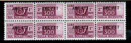 1949 Italia Italy Trieste A PACCHI POSTALI CORNO (Roma) 4v. 300 Lire In Quartina MNH** Firma Biondi Bl.4 PARCEL POST - Pacchi Postali/in Concessione