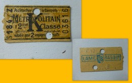 Paris Ticket De Métro Lettre K, 1945, Pub Lame De Rasoir Au Dos, Ref302. ; PAP04 - Tickets - Vouchers