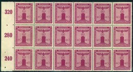 1938, 40 Pfg. Parteidienstmarke M. Wz. Im Postfrischen 18-er-Block (234,- ME) - Oficial