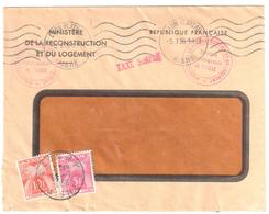 LAON PLATEAU Aisne Lettre Entête Ministère De La Reconstruction Et Du Logement Simple Taxe 15 F Ob 1956 Yv T 85 86 - 1859-1959 Covers & Documents