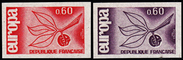 FRANCE - N°1455/1456** - EUROPA 1965 - 0F60 DIFFERENTES COULEURS. - Essais De Couleur 1945-…