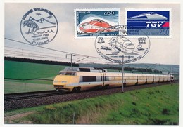 Carte Vacances TGV - Timbres Turbotrain, TGV Atlantique, Jean Vilar - Oblitérations Spéciales 2001 - Trains