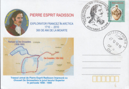 NORTH POLE, PIERRE ESPRIT RADISSON ARCTIC EXPEDITION, MAP, SPECIAL COVER, 2010, ROMANIA - Expediciones árticas