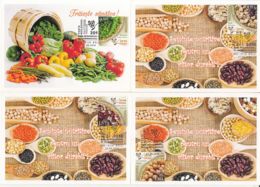 PLANTS, VEGETABLES AND SEEDS, HEALTHY LIVING, CM, MAXICARD, CARTES MAXIMUM, OBLIT FDC, 4X, 2016, MOLDOVA - Groenten