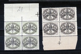 1946 Vaticano Vatican SEGNATASSE Righe Larghe Carta Grigia 20c  + 1L In Quartina MNH**  Firm.Biondi   POSTAGE DUE Bl.4 - Segnatasse