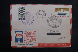 POLOGNE - Enveloppe Par Ballon En 1965 , Affranchissement ,cachets Et Vignette Plaisants - L 33864 - Lettres & Documents