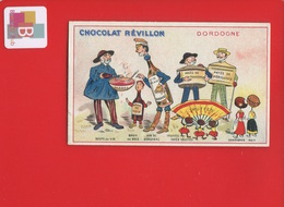 REVILLON Chocolat Chromo Département Dordogne Anthropomorphisme Truffes éventail Vin Bergerac Brou Noix Thiviers Soupe - Revillon