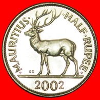 + STAG (1987-2016): MAURITIUS ★ 1/2 RUPEE 2002 MINT LUSTER! LOW START ★ NO RESERVE! - Mauritius