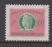Italy Republic AD 17 1987 Authorized Delivery Stamp 300 Lire ,mint Never  Hinged - Colis-concession
