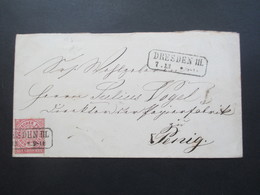 Altdeutschland NDP 1869 Nr. 16 EF Stempel Ra2 Dresden (2x) Umschlag Rückseitig Mit Adelswappen Eingedruckt!! - Covers & Documents