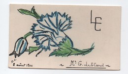2 Portes-noms De Repas De Fête/ Fleurs (Bleuet Et Coquelicot) Dessinés à La Main/M Et Mme G  LEBLOND/1941   MENU269 - Menus