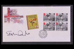 FOOTBALL 1996 European Football Championship Booklet Pane On First Day Cover With Pictorial "Football Heroes" Cancel Sig - Ohne Zuordnung