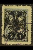 1913 2pi Blue-black, Eagle Ovptd In Black, Mi 8, Fine Used, Signed Bloch. For More Images, Please Visit Http://www.sanda - Albania