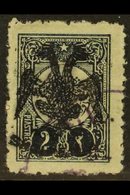 1913 2pi Blue-black, Eagle Ovptd In Black, Mi 8, Fine Used, Signed Bloch. For More Images, Please Visit Http://www.sanda - Albanie