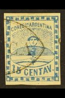 1858 15c Blue Imperf (Scott 3, SG 3), Very Fine Used With Part Oval "Franca" Cancel, Four Margins, Fresh. For More Image - Otros & Sin Clasificación