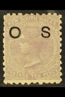 NEW SOUTH WALES OFFICIAL 1880 10d Lilac Perf 10 With "O S" OVERPRINT DOUBLE ONE ALBINO Variety, SG O18a, Mint, Fresh & V - Andere & Zonder Classificatie