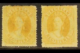 QUEENSLAND 1860-61 'REGISTERED' (6d) Orange- Yellows, Two Examples Exhibiting The 'intermediate Between Clean-cut And Ro - Other & Unclassified