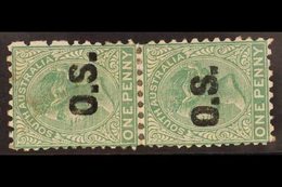 SOUTH AUSTRALIA Official 1876-80 1d Deep Green, Perf. 10 X 11½-12½, SG O45, Vertical Pair Fine Mint, Unpriced By SG, Rar - Andere & Zonder Classificatie