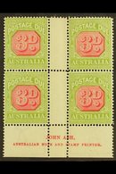 POSTAGE DUE 1922-30 3d Carmine And Yellow-green, SG D95, JOHN ASH Imprint Block Of Four, Fine Mint. (4 Stamps) For More  - Other & Unclassified