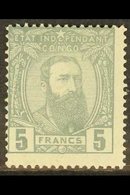 BELGIAN CONGO 1892 5f Grey Leopold, COB 12, Fine Mint, Centred To Upper Left. For More Images, Please Visit Http://www.s - Andere & Zonder Classificatie