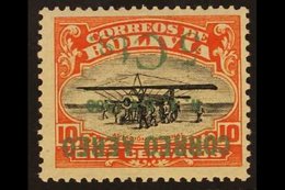 1930 5c On 10 Black And Orange With AIR POST SURCHARGE INVERTED, SG 228 Variety (Sanabria 22a), Very Fine Mint. Only 300 - Bolivie