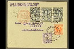 1932 1st SOUTH AMERICA - EUROPE ZEPPELIN FLIGHT, Cover To UK Franked Selection Of Bolivian Stamps Tied By La Paz Cds Can - Bolivië