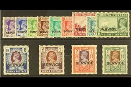 OFFICIALS 1939 Set Complete, SG O15/O27, Very Fine Mint (13 Stamps, 5r With Perf Faults) For More Images, Please Visit H - Burma (...-1947)
