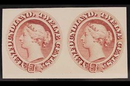 1865 PROOF PAIR 12c Chestnut, As SG 28, Die Proof In Reddish Brown On Card, Uni 28Pi, Horizontal Pair, Very Fine And Fre - Other & Unclassified